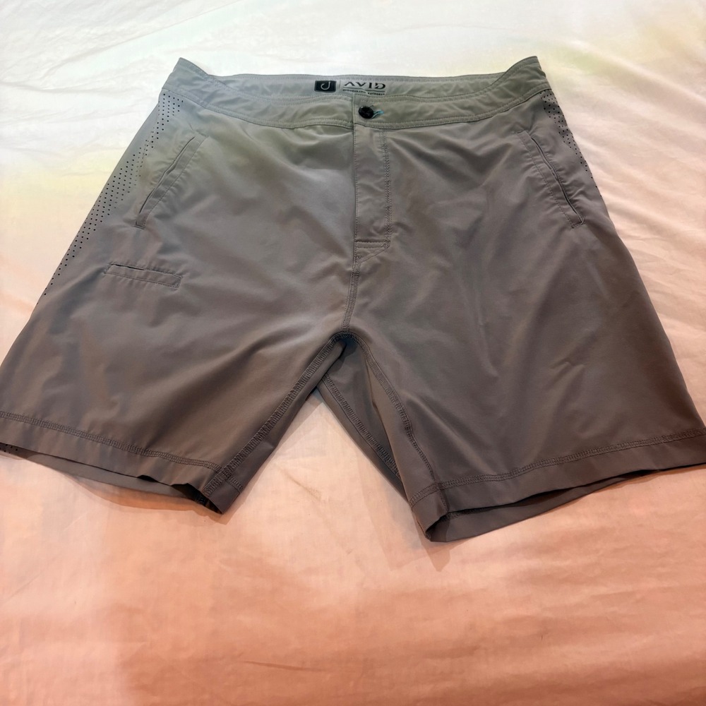 AVID Sportswear Mens Gray‎ Performance Fishing Shorts Recycled Stretch Size 36